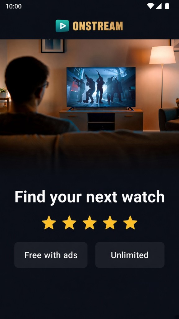 ONSTREAM app screenshot — home